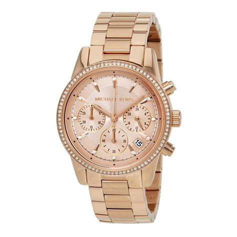 michael kors rectangular rose gold watch|Michael Kors ritz chronograph.